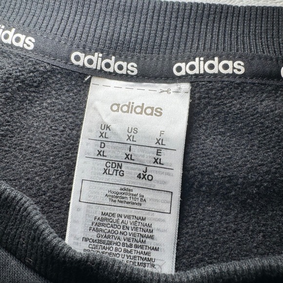 Adidas Essentials Crewneck Sweatshirt Mens XL Black White 3-Stripe Logo Pullover - Picture 5 of 10